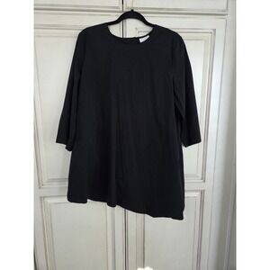 J Jill Asymmetrical Tunic Top Women's Large Elevated Crisp Classy Black